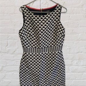 NWT The Limited Geometric Dark Navy Blue and Cream Dress Size 10